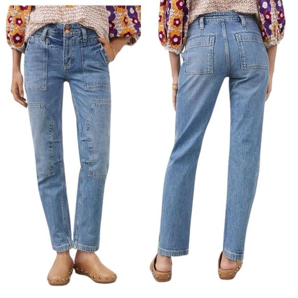 Anthropologie Pilcro The Wanderer Mid-Rise Relaxed Jeans Utility Cargo Size 28 - Picture 8 of 13